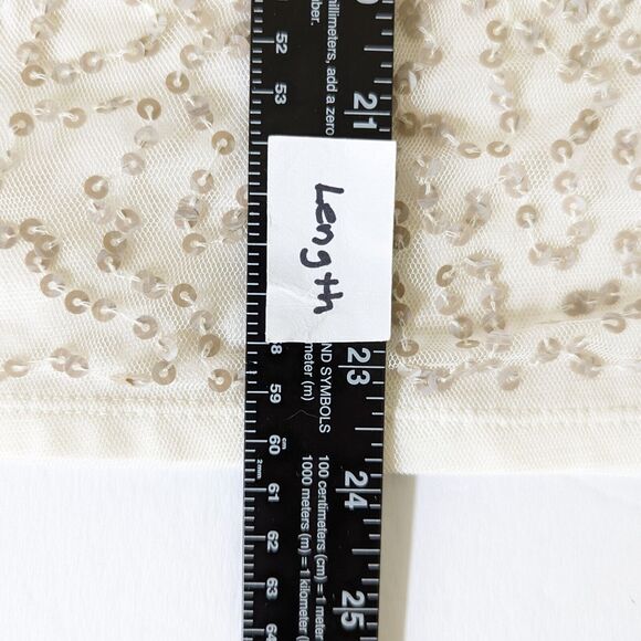 Coldwater Creek M Sequined Tank Top Shell Cream Tan Embellished Knit Stretch - Picture 7 of 9